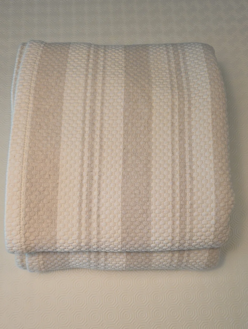 Linia Casa King Textured Striped Blanket in Cream and Tan 104 X 92